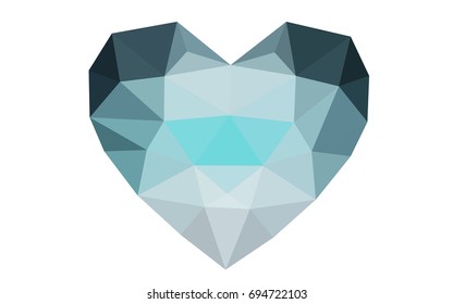 DARK BLUE vector heart isolated on white background. Geometric rumpled triangular low poly origami style gradient graphic illustration. Polygonal design for your business.