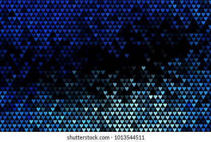 Dark BLUE vector hearts isolated on white background. Cool pattern in origami style with gradient for Valentine day. Graphic illustration for your business design.
