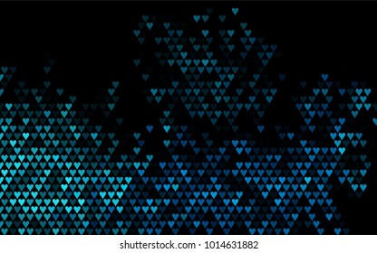 Dark BLUE vector hearts isolated on white background. Cool pattern in origami style with gradient for Valentine day. Graphic illustration for your business design.