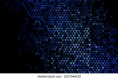 Dark BLUE vector hearts isolated on white background. Cool pattern in origami style with gradient for Valentine day. Graphic illustration for your business design.