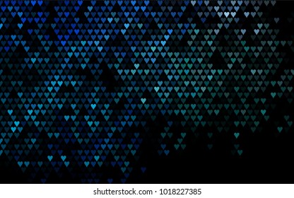 Dark BLUE vector hearts isolated on white background. Cool pattern in origami style with gradient for Valentine day. Graphic illustration for your business design.