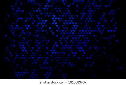 Dark BLUE vector hearts isolated on white background. Cool pattern in origami style with gradient for Valentine day. Graphic illustration for your business design.