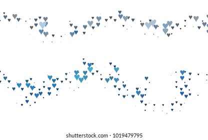 Dark BLUE vector hearts isolated on white background. Cool pattern in origami style with gradient for Valentine day. Graphic illustration for your business design.
