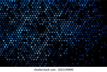 Dark BLUE vector hearts isolated on white background. Cool pattern in origami style with gradient for Valentine day. Graphic illustration for your business design.