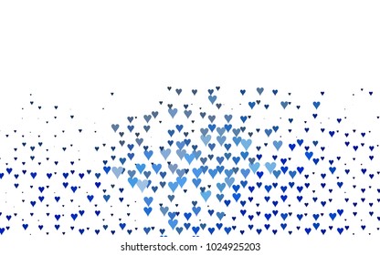 Dark BLUE vector hearts isolated on white background. Cool pattern in origami style with gradient for Valentine day. Graphic illustration for your business design.