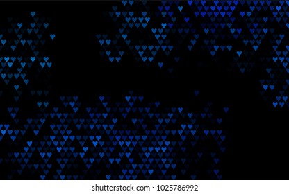 Dark BLUE vector hearts isolated on white background. Cool pattern in origami style with gradient for Valentine day. Graphic illustration for your business design.