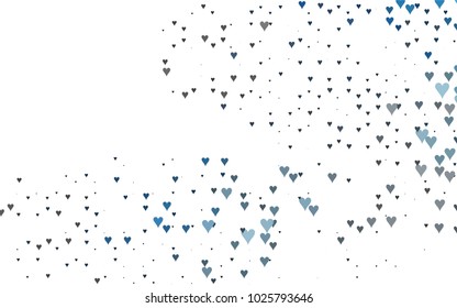 Dark BLUE vector hearts isolated on white background. Cool pattern in origami style with gradient for Valentine day. Graphic illustration for your business design.