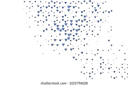 Dark BLUE vector hearts isolated on white background. Cool pattern in origami style with gradient for Valentine day. Graphic illustration for your business design.