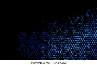 Dark BLUE vector hearts isolated on white background. Cool pattern in origami style with gradient for Valentine day. Graphic illustration for your business design.