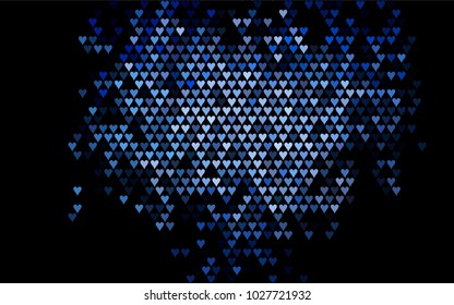 Dark BLUE vector hearts isolated on white background. Cool pattern in origami style with gradient for Valentine day. Graphic illustration for your business design.