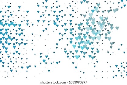 Dark BLUE vector hearts isolated on white background. Cool pattern in origami style with gradient for Valentine day. Graphic illustration for your business design.
