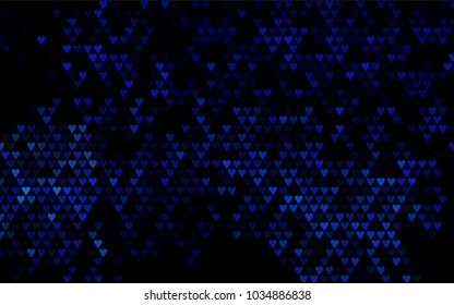 Dark BLUE vector hearts isolated on white background. Cool pattern in origami style with gradient for Valentine day. Graphic illustration for your business design.