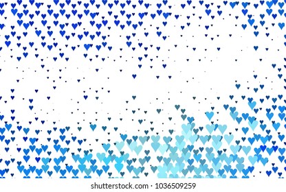 Dark BLUE vector hearts isolated on white background. Cool pattern in origami style with gradient for Valentine day. Graphic illustration for your business design.