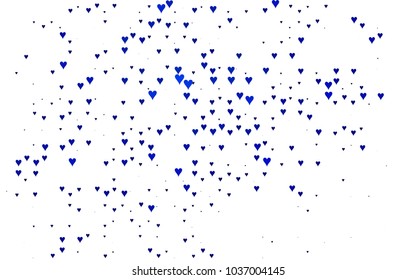 Dark BLUE vector hearts isolated on white background. Cool pattern in origami style with gradient for Valentine day. Graphic illustration for your business design.