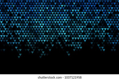 Dark BLUE vector hearts isolated on white background. Cool pattern in origami style with gradient for Valentine day. Graphic illustration for your business design.