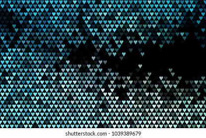 Dark BLUE vector hearts isolated on white background. Cool pattern in origami style with gradient for Valentine day. Graphic illustration for your business design.