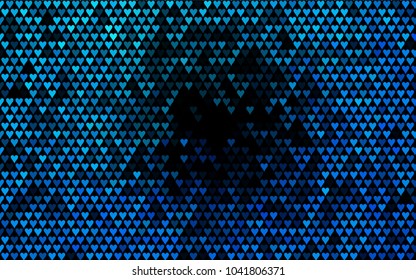 Dark BLUE vector hearts isolated on white background. Cool pattern in origami style with gradient for Valentine day. Graphic illustration for your business design.