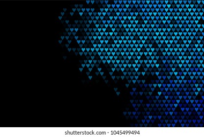 Dark BLUE vector hearts isolated on white background. Cool pattern in origami style with gradient for Valentine day. Graphic illustration for your business design.