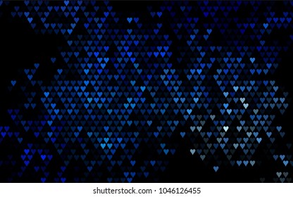 Dark BLUE vector hearts isolated on white background. Cool pattern in origami style with gradient for Valentine day. Graphic illustration for your business design.