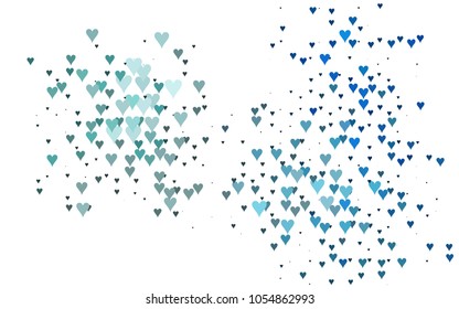 Dark BLUE vector hearts isolated on white background. Cool pattern in origami style with gradient for Valentine day. Graphic illustration for your business design.