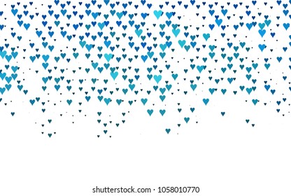 Dark BLUE vector hearts isolated on white background. Cool pattern in origami style with gradient for Valentine day. Graphic illustration for your business design.