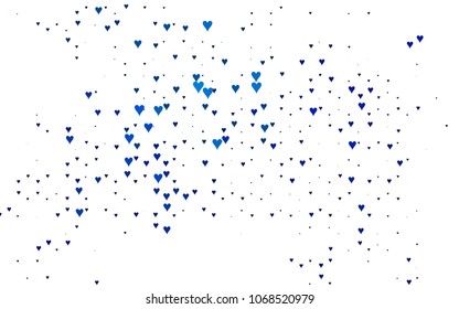 Dark BLUE vector hearts isolated on white background. Cool pattern in origami style with gradient for Valentine day. Graphic illustration for your business design.