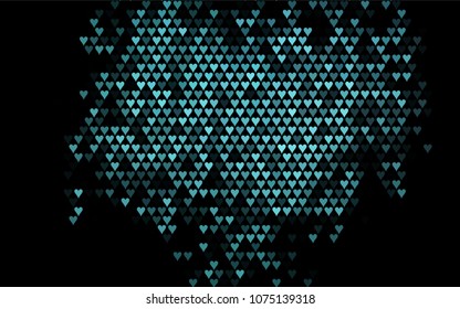 Dark BLUE vector hearts isolated on white background. Cool pattern in origami style with gradient for Valentine day. Graphic illustration for your business design.