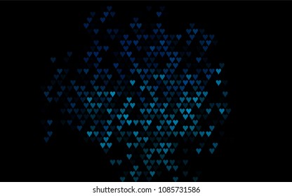 Dark BLUE vector hearts isolated on white background. Cool pattern in origami style with gradient for Valentine day. Graphic illustration for your business design.