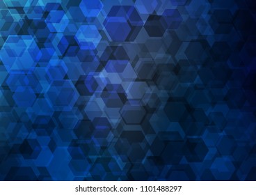 Dark BLUE vector hexagon mosaic template. Brand new colored illustration in blurry style with gradient. The completely new template can be used for your brand book.