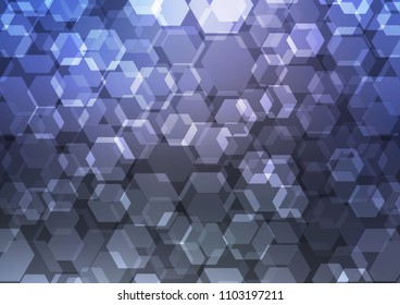 Dark BLUE vector hexagon mosaic pattern. A completely new color illustration in a vague style. The textured pattern can be used for background.