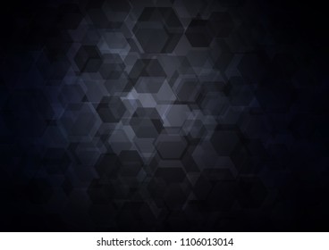Dark BLUE vector hexagon mosaic template. A vague abstract illustration with gradient. Brand new design for your business.