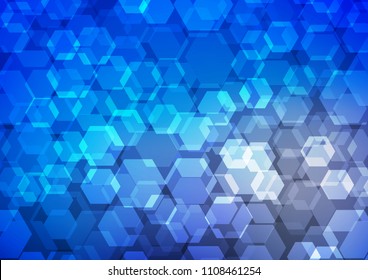 Dark BLUE vector hexagon mosaic background. Creative geometric illustration in Origami style with gradient. The textured pattern can be used for background.