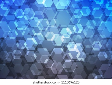 Dark BLUE vector hexagon mosaic pattern. Creative illustration in halftone style with gradient. The elegant pattern can be used as part of a brand book.