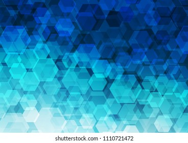 Dark BLUE vector hexagon mosaic background. Brand new colored illustration in blurry style with gradient. A new texture for your design.