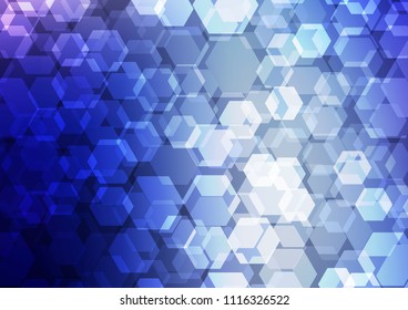 Dark BLUE vector hexagon mosaic template. Colorful abstract illustration with gradient. The template can be used as a background for cell phones.