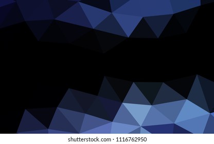 Dark BLUE vector hexagon mosaic triangle mosaic. Creative geometric illustration in Origami style with gradient. A new texture for your design.