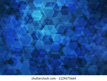 Dark BLUE vector hexagon mosaic pattern. Modern geometrical abstract illustration with gradient. Brand new design for your business.