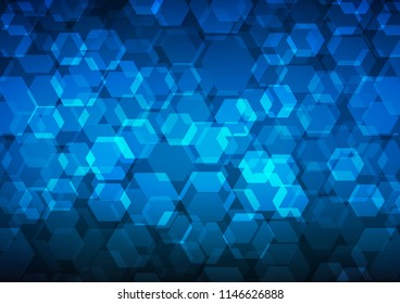 Dark BLUE vector hexagon mosaic pattern. Creative illustration in halftone style with gradient. hexagonal pattern for your business design.