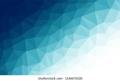 Dark BLUE vector hexagon mosaic texture. Triangular geometric sample with gradient.  A completely new design for your business.