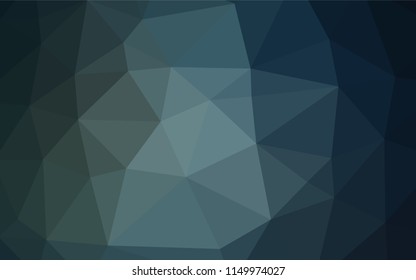 Dark BLUE vector hexagon mosaic template. Geometric illustration in Origami style with gradient.  Triangular pattern for your business design.