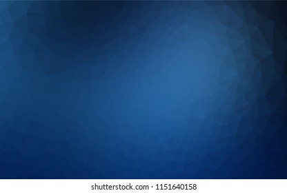 Dark BLUE vector hexagon mosaic cover. Triangular geometric sample with gradient.  The best triangular design for your business.