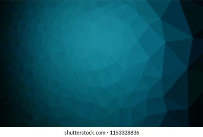 Dark BLUE vector hexagon mosaic cover. Creative illustration in halftone style with gradient. Triangular pattern for your business design.