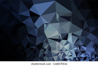 Dark BLUE vector hexagon mosaic cover. Geometric illustration in Origami style with gradient.  The elegant pattern can be used as part of a brand book.