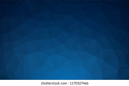 Dark BLUE vector hexagon mosaic template. Geometric illustration in Origami style with gradient.  The best triangular design for your business.