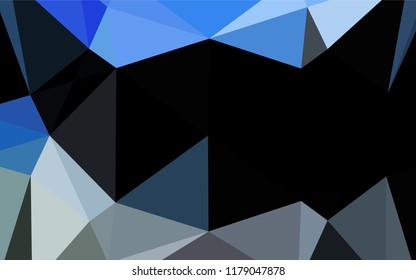 Dark BLUE vector hexagon mosaic cover. Triangular geometric sample with gradient.  A new texture for your design.