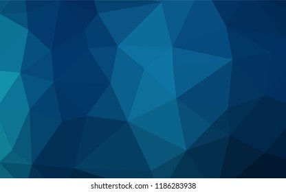 Dark BLUE vector hexagon mosaic cover. Triangular geometric sample with gradient.  The textured pattern can be used for background.