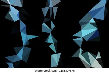 Dark BLUE vector hexagon mosaic template. Triangular geometric sample with gradient.  Brand new design for your business.