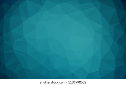 Dark BLUE vector hexagon mosaic template. Shining illustration, which consist of triangles. The textured pattern can be used for background.