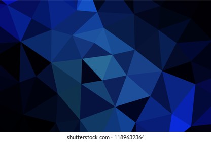 Dark BLUE vector hexagon mosaic cover. Creative geometric illustration in Origami style with gradient. Triangular pattern for your business design.