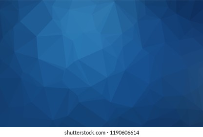 Dark BLUE vector hexagon mosaic cover. Triangular geometric sample with gradient.  The template can be used as a background for cell phones.